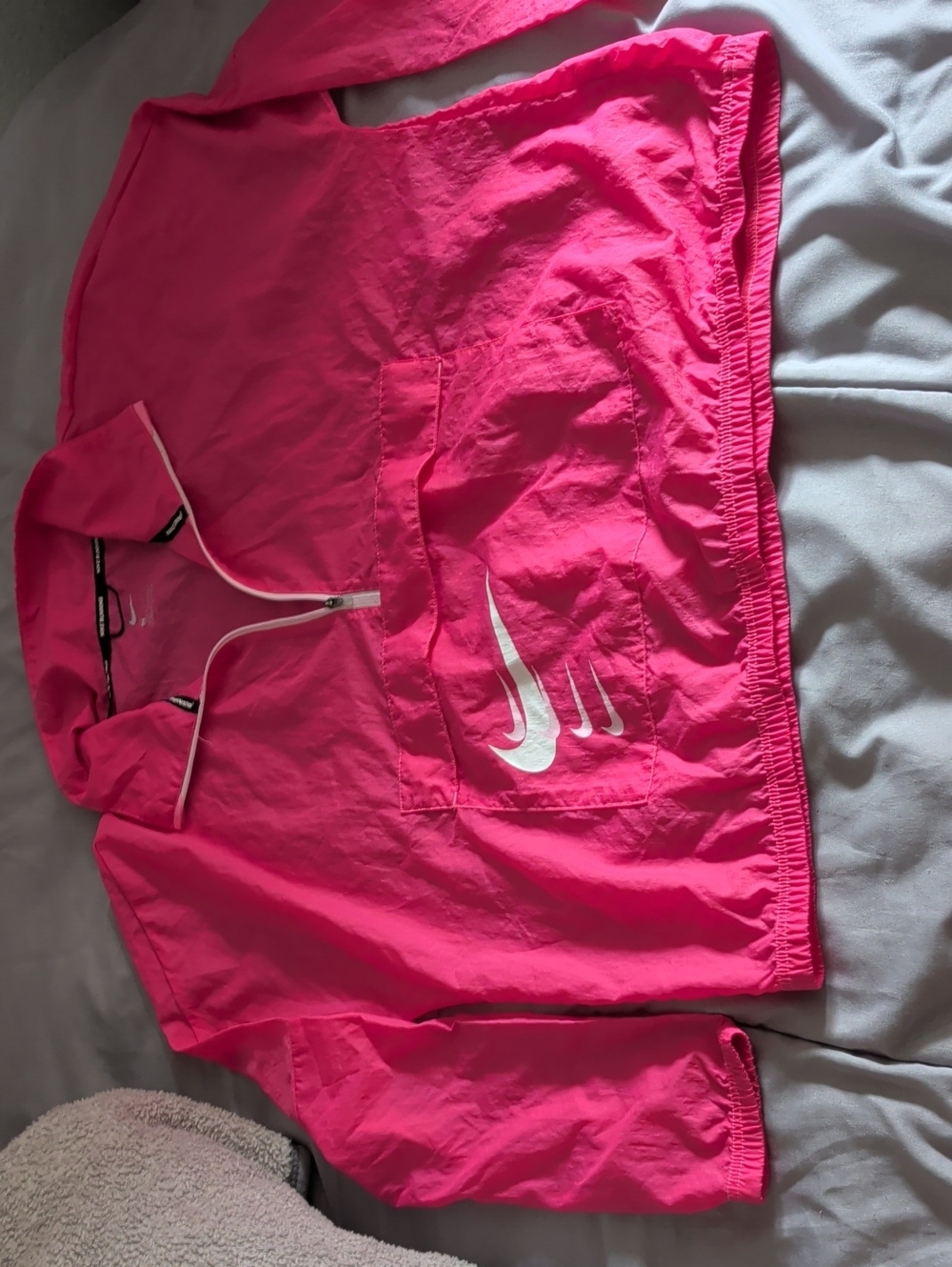 Nike Hot Pink Pullover Jacket with White Swoosh